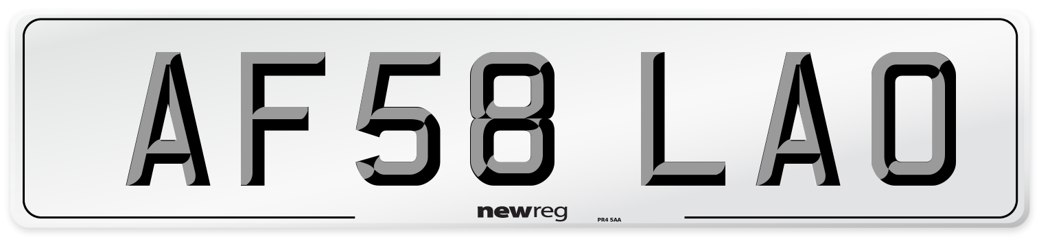 AF58 LAO Number Plate from New Reg